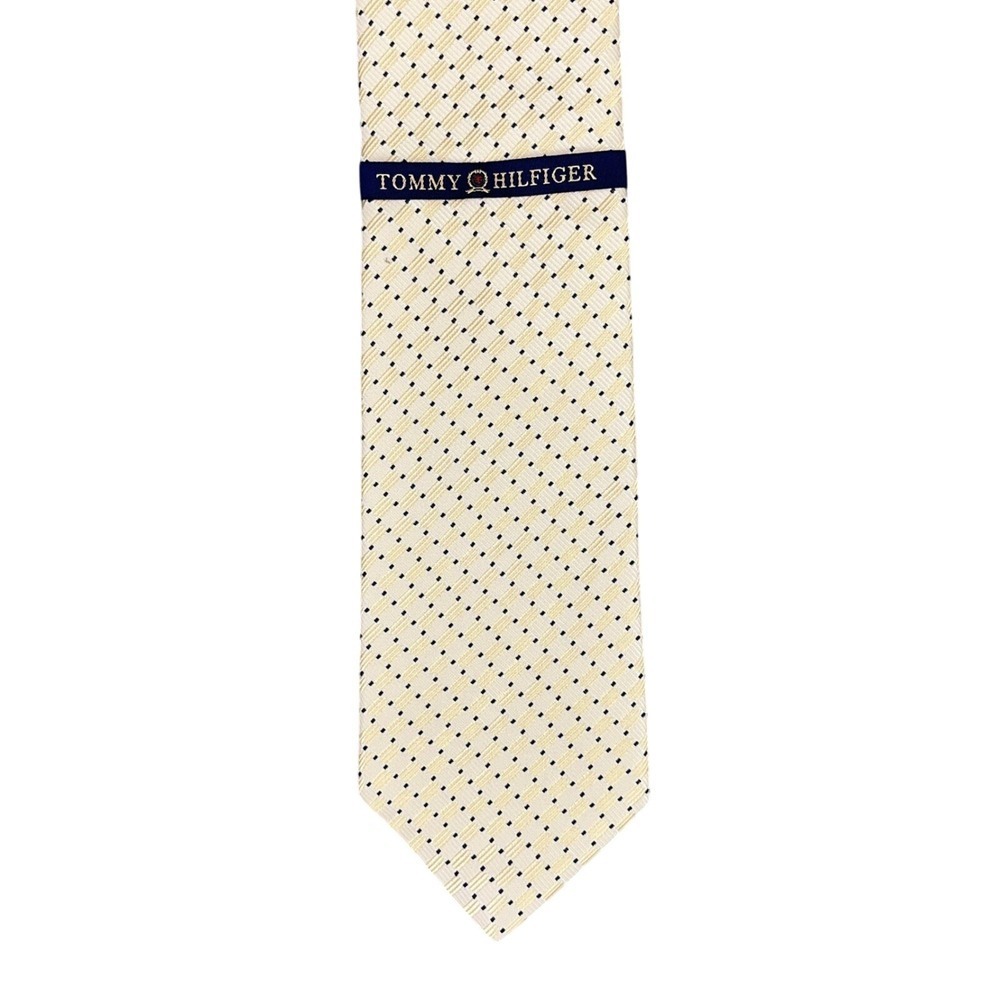 Tommy Hilfiger Tie Mens Silk Yellow‎ Polka Dot Preppy Classic Old Money Core
